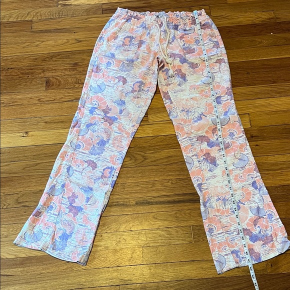 Roxy Wide Leg floral print cargo Flax Linen Drawstring Relaxed Fit pants M EUC - Picture 8 of 13